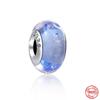 New S925 Sterling Silver Plated Pink Red Green Blue Murano Glass Bead Charm Fit Original  Bracelet DIY Jewelry For Girl