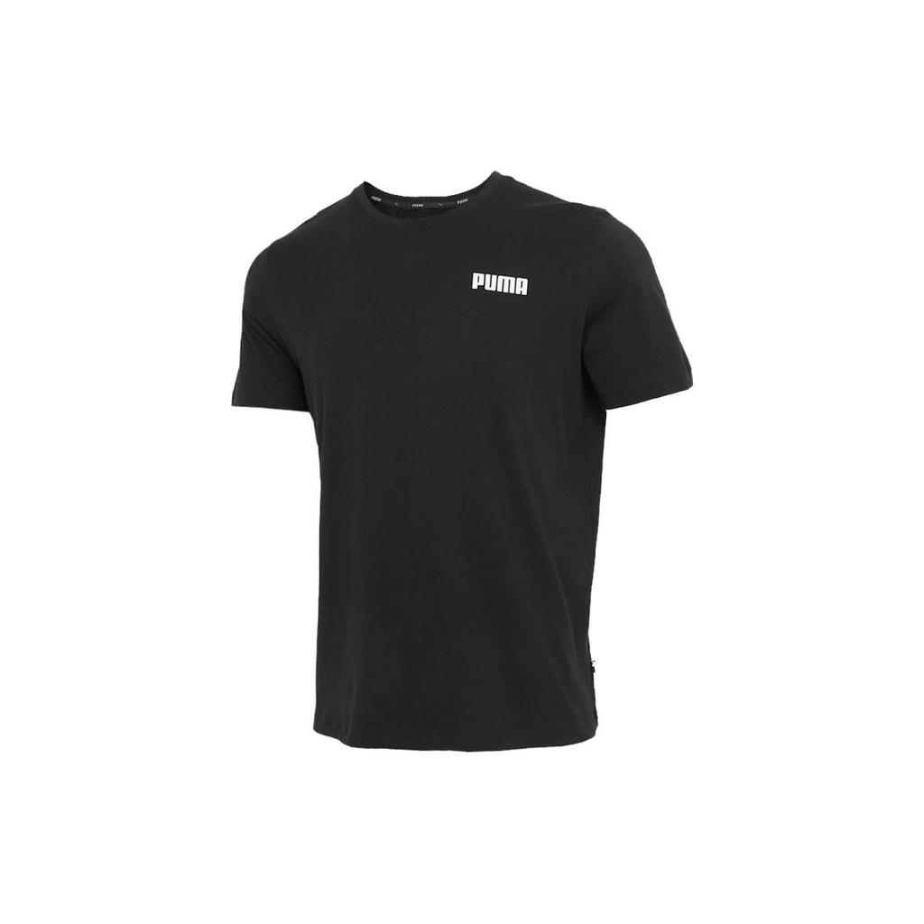 Puma Solid Color Round Neck Pullover Casual Breathable Short Sleeve T-Shirt Unisex Tops Black 845677-01