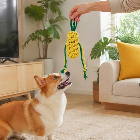 Interactive Squeaky Chew Toys for Dogs Cotton Rope Dog Toy Aggressive Chewers, Vegetable Shaped Puppy Teething Exercise Active Training Toy,
