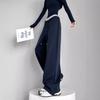 Спортивные брюки для женщин с динамичным женским дизайном, осень, новый стиль, контрастная талия, поддельные брюки из двух частей, свободные широкие брюки