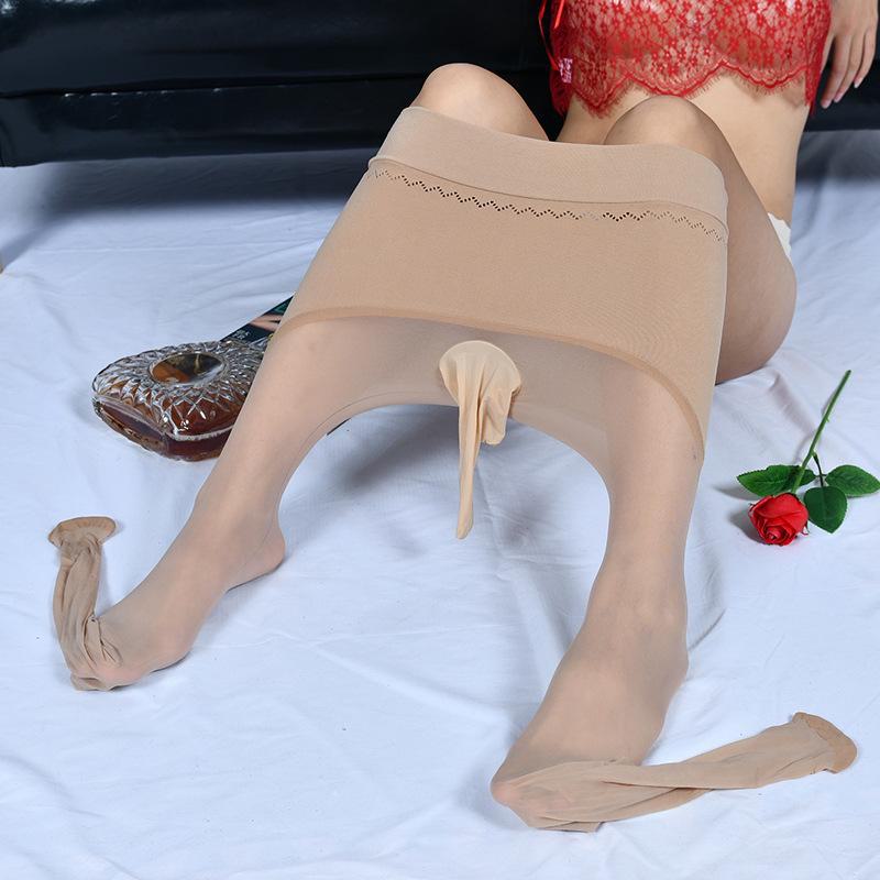 Мужские 3D ультратонкие бесшовные колготки Qinghe большого размера черного цвета 