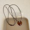 Maillard Caramel Resin Love Pendant Brown Rope Necklace Women'S Adjustable Temperament Versatile Neck Chain Sweater Chain