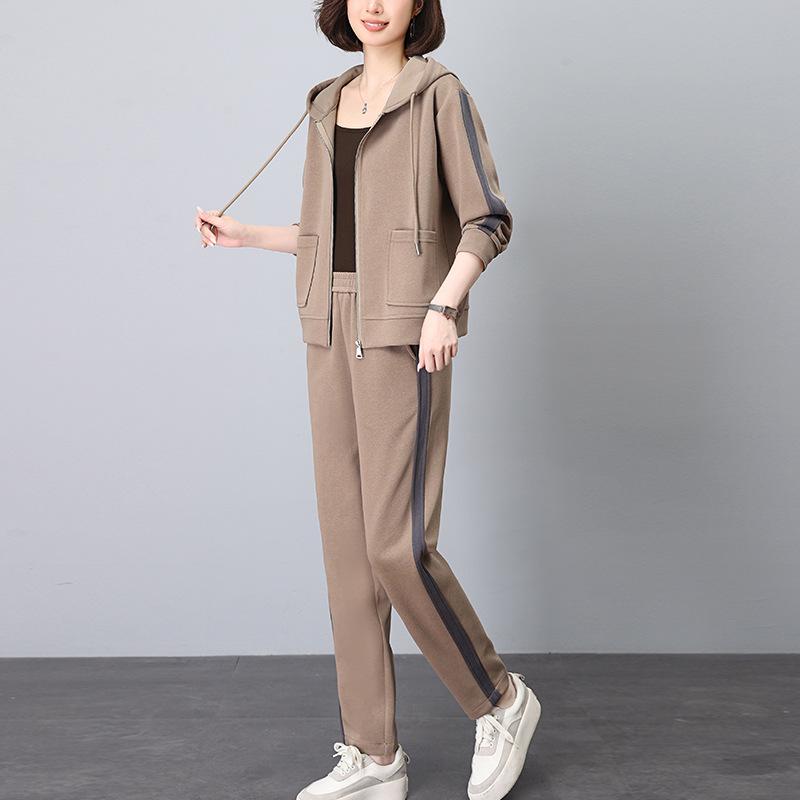 Женский спортивный костюм кэжуал высокого класса - Модный свитшот-двойка Весна/Осень 2024
