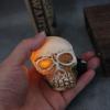 Horror Skeleton Head Statue LED White Halloween Decoration Simulation Skull Ghost  House Ornaments