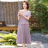 2025 New Style Elegant Summer Dress for Middle-Aged & Elderly Women: Faux Two-Piece Chinese Design