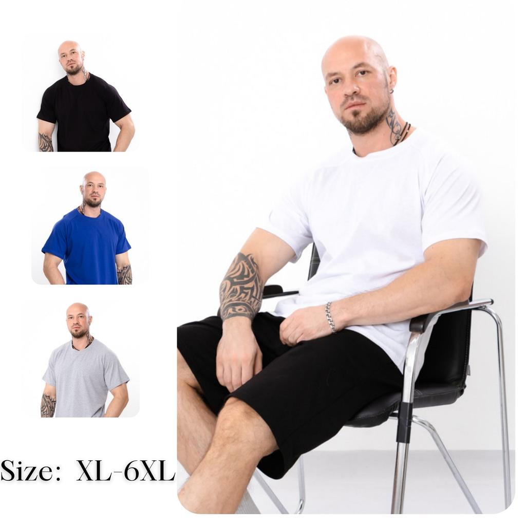 Men's Raglan T-Shirt – Large Size, Solid Color, Summer 8011-001 HC