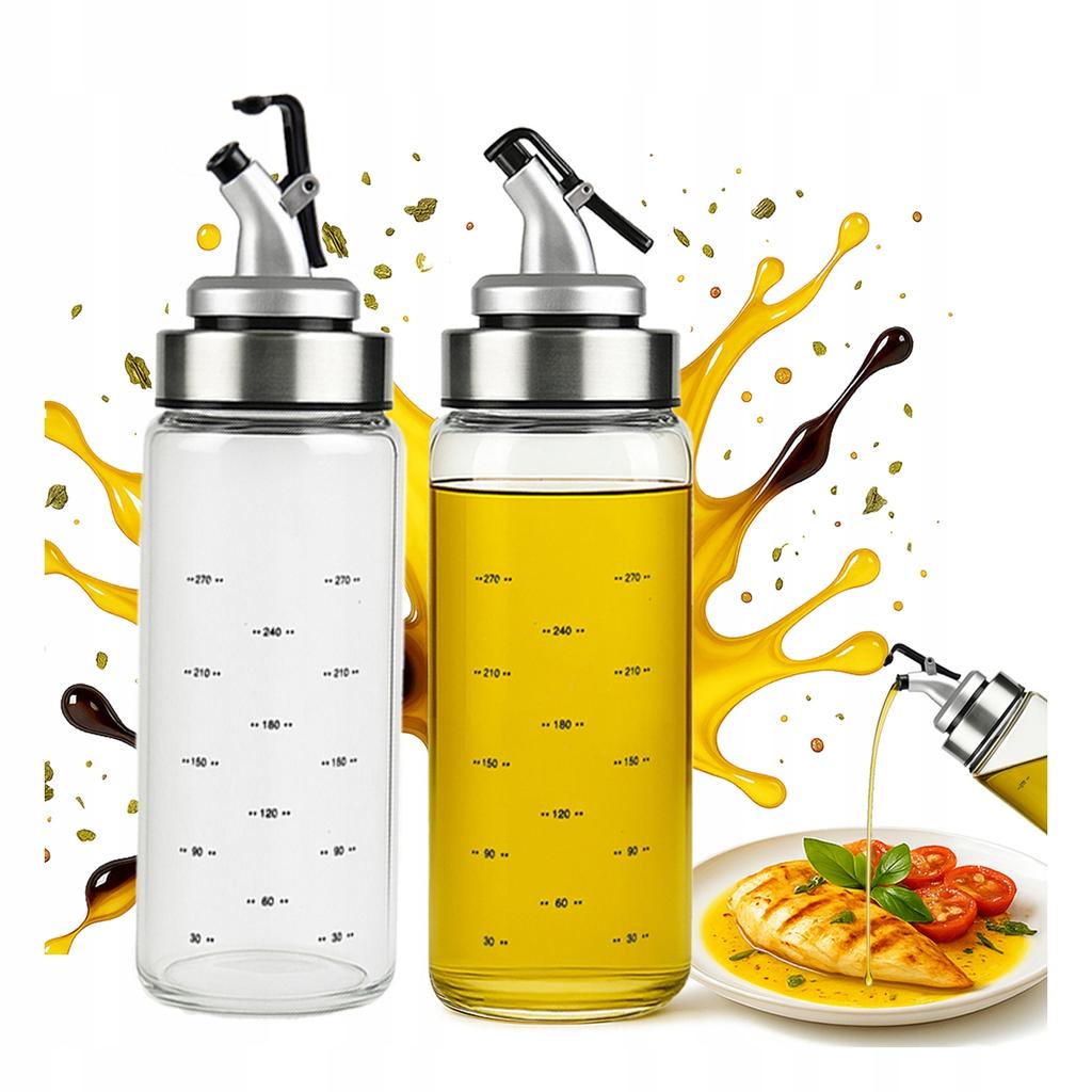 Glass dispenser with a scale of 300 ml for olive oil, sauces, spices, etc.