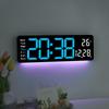 LED Large Digital Wall Clock Remote Control Temperature Date Display Ambient Light 10 Level Brightness Adjustment Alarm Clock