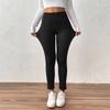 Women's Fleece-Lined Ribbed Thermal Leggings High-Waisted Slimming Design With Pockets Shapewear Leggings For Lifted Buttocks
