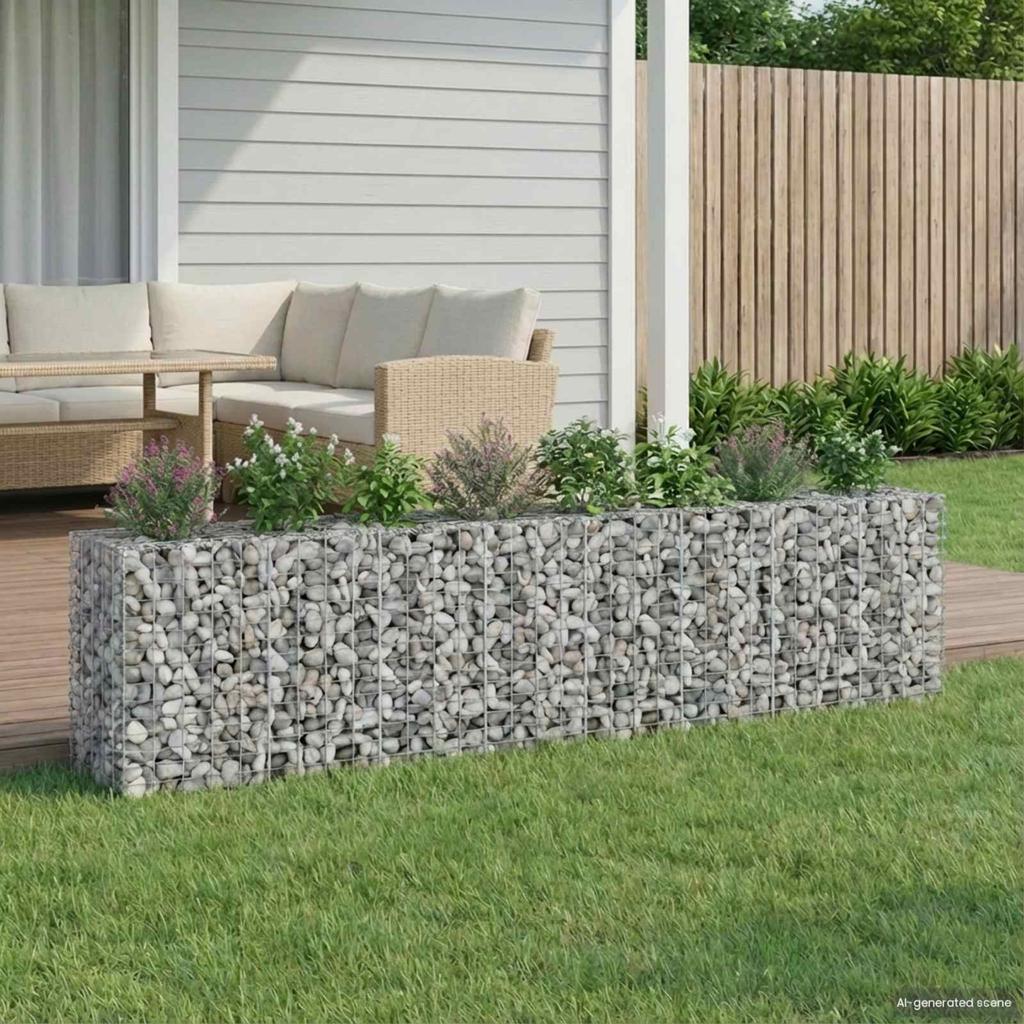 Gabion Raised Bed 2 pcs Silver 330 x 50 x 80 cm