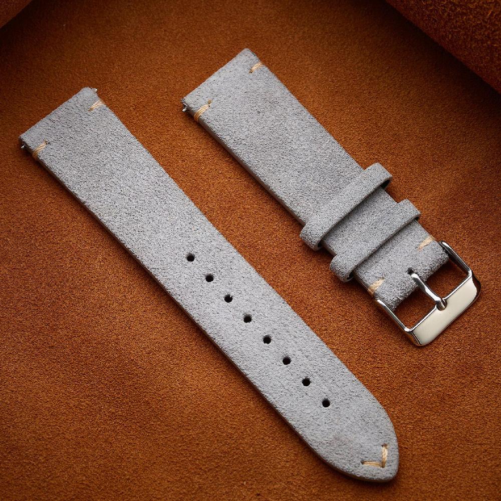 Винтажные замшевые ремешки для часов из натуральной кожи 14мм 16мм 18мм 20мм 22мм Браслет Ремешок Быстросъемный ремешок для часов для мужчин Женский браслет