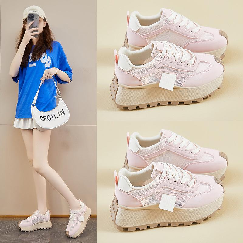 Дышащие женские кроссовки Dad Sneakers на толстой платформе, кроссовки для бега со шнуровкой, удобные женские кроссовки для занятий теннисом