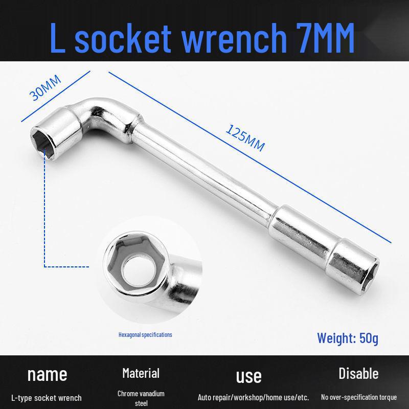 Набор L-образных шестигранных ключей с двойным изгибом и перфорированным трубным ключом.