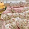 Комплект постельного белья с цветами и наволочкой, простыня, односпальная кровать, комплект постельного белья из стираного хлопка, пододеяльник, двуспальная кровать размера Queen/King
