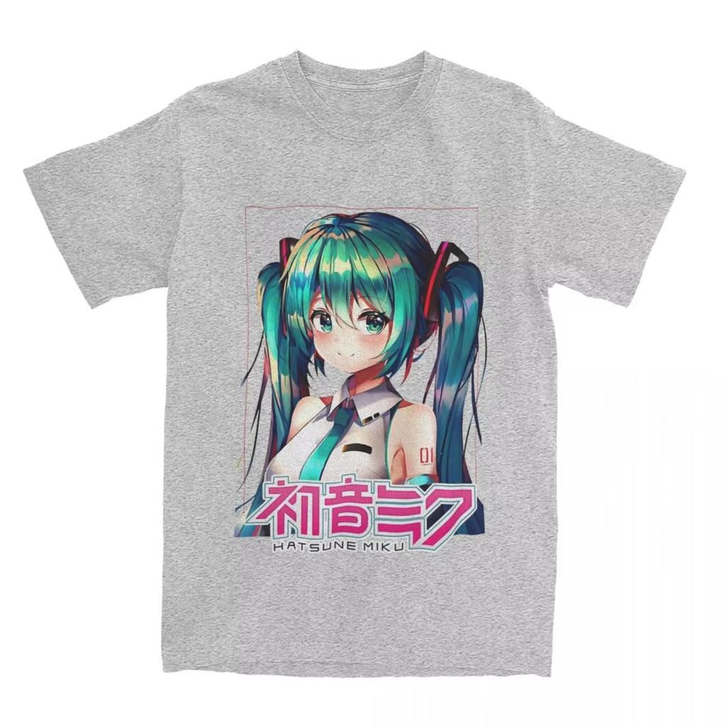 Мультяшная футболка Hatsune Miku для мужчин и женщин Хлопок Стиль одежды Винтажная футболка с коротким рукавом и круглым вырезом Идея для подарка Топы