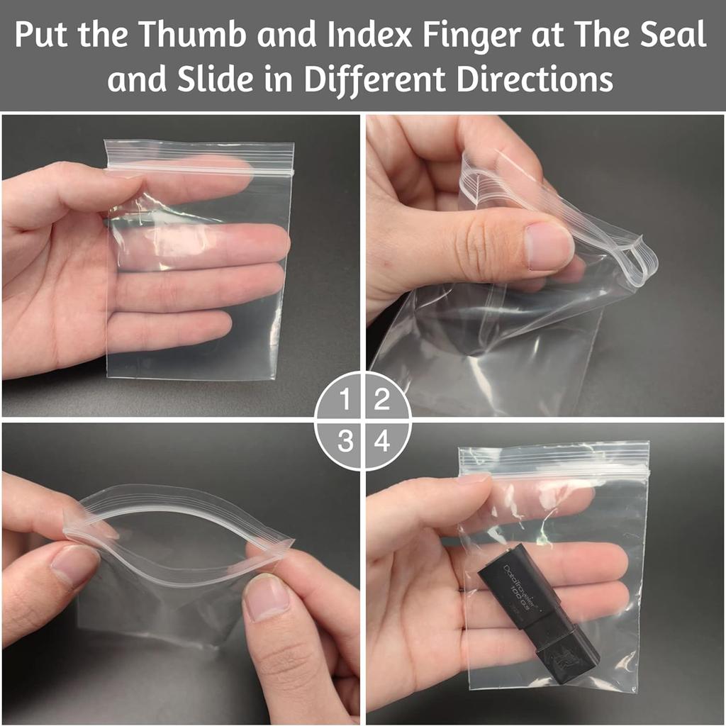 500 Plastic Bags, 6 Mil Jewelry Bags, Clear Small Zipper Bags, Re-sealable, for Small Business, Storage, Candy Bags