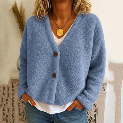 Женский модный повседневный кардиган-жакет однотонного цвета с длинными рукавами