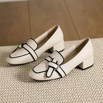 Модные женские туфли-лодочки Женская обувь Мокасины Квадратный носок на среднем каблуке Повседневный шик и элегантность 39 Лето 2025 Удобные Распродажа Y2k