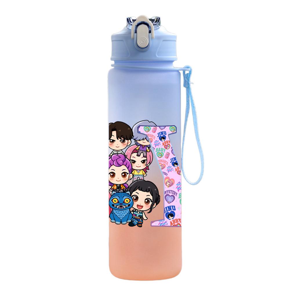 750Ml Water Bottle Anime 26 English Letter K-Pop Demon Hunters Printed Large Capacity Drinking Cup Portable Outdoor Sports Water Cup Children Kid Gift