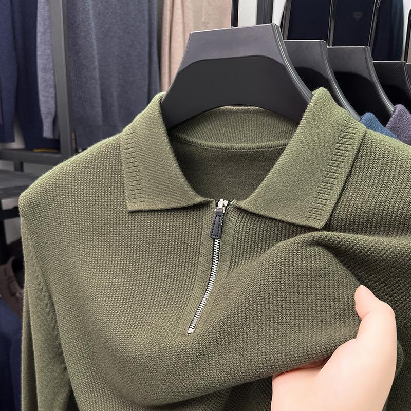 Men's 2025 Winter Jacquard Knit Half-Zip Sweater - Casual & Warm Style for Middle-Aged