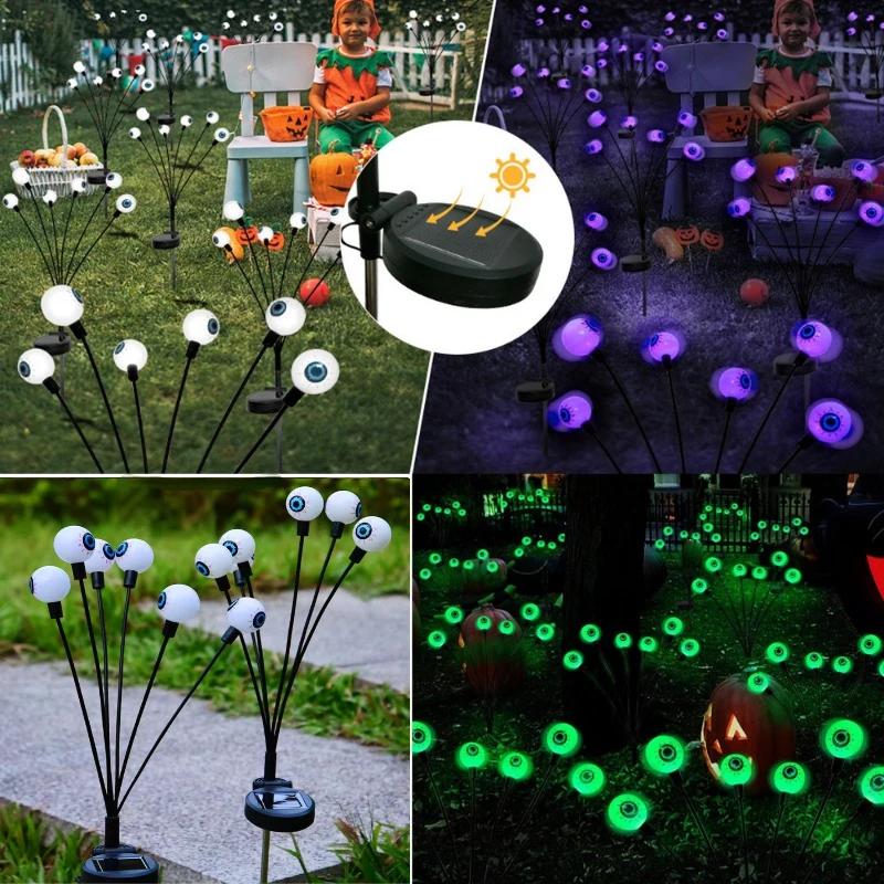 Светодиодные огни для Хэллоуина, 6/8 светодиодных солнечных ламп для сада и газона, уличные страшные декоративные огни для вечеринки на Хэллоуин