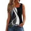 Women's Pleated Square Collar Sleeveless Vest Print T-shirt