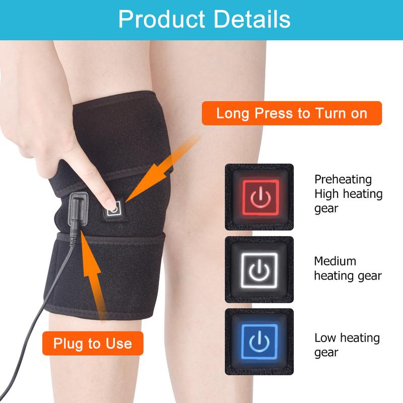 Electric Knee Heating Pad USB 3-gear Heated Knee Brace Support for Knee Joint Relaxation and Old Cold Leg Knee Warmer