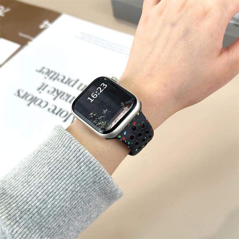 Для ремешка Apple Watch 46мм 45мм 41мм 49мм 44мм 42мм 40мм Дышащий силиконовый браслет correa Серия11 10 9 8 SE 7 6 5 4 Ultra 3 2 Ремешок
