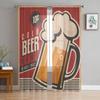 Retro Beer Poster Tulle Sheer Window Curtains For Living Room The Bedroom Modern Chiffon Voile Organza Curtains Decor Drapes