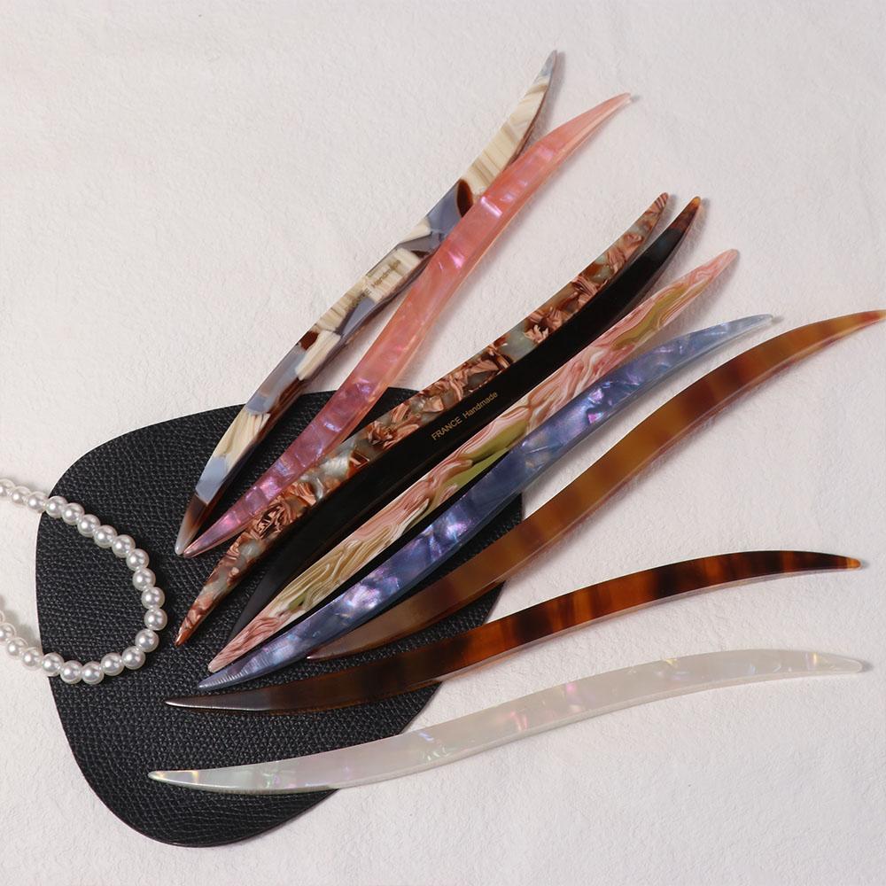 18CM Acetic Acid Hair Stick Multicolor Hair Fork Willow Leaves Shape Hairpin Hanfu Headwear