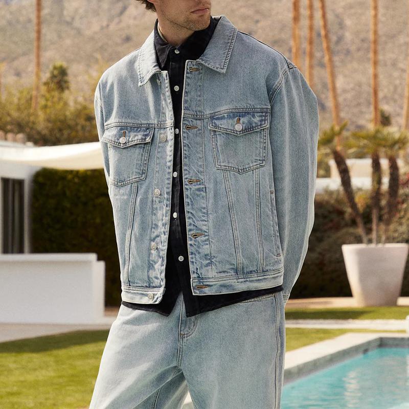 Kith Центр Джинсовая Куртка Светлый Индиго Унисекс Верхняя одежда Синий KHM010269-415