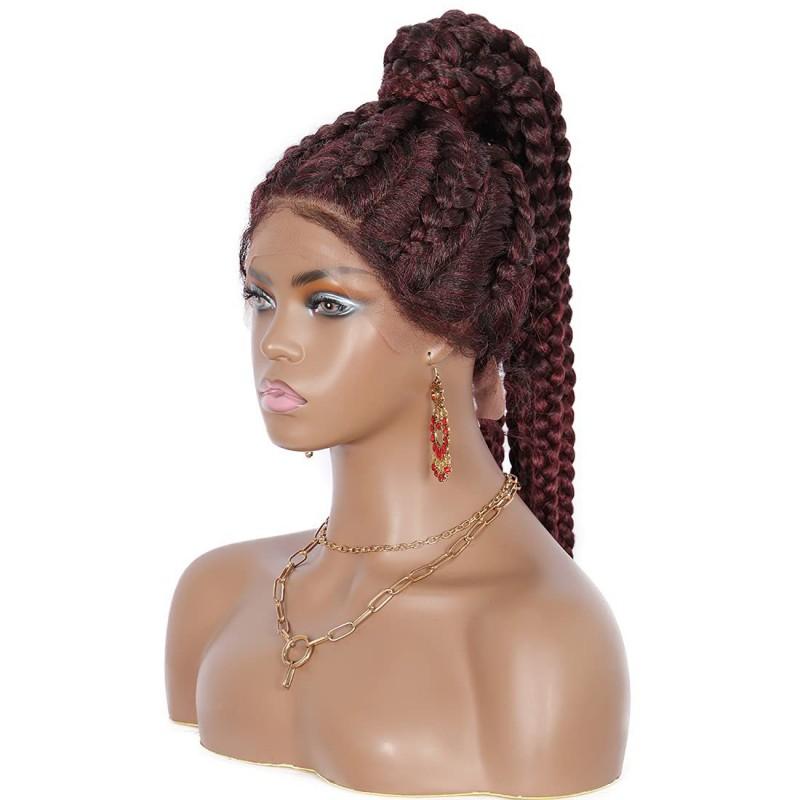 Long Straight Wig Women Heat Resistant Fiber Full Hand-Tied Lace Front No Bangs Star Style