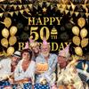 Украшения на 50-летие для мужчин и женщин - Баннер «С Днем Рождения 50 лет» Украшения для вечеринки Черное Золото 50 Лет Принадлежности для Дня Рождения Фон для