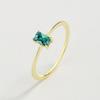 14K Gold Plated S925 Sterling Silver Rectangular Paraiba Tourmaline Imitation Ring for Women - Japanese Light Luxury Style