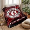 Manchester United Custom Name Text Flannel Blanket Soccer Logo Personalized Fleece Throw Blanket Special Gift For Sofa Bedroom Home