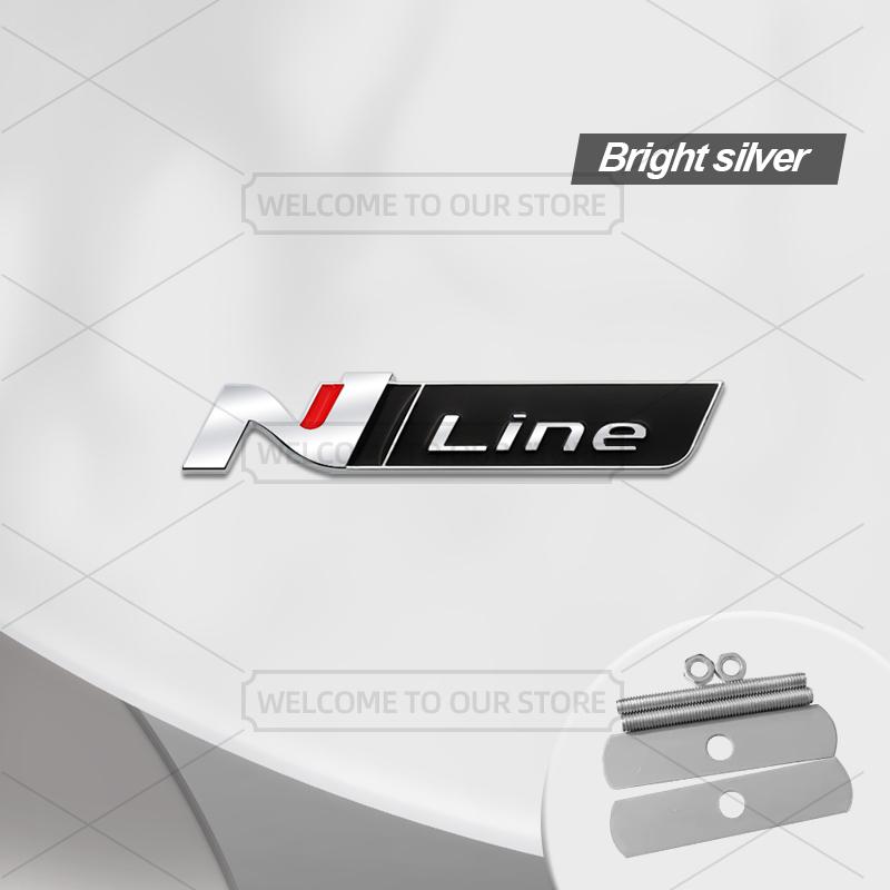 Car 3D Metal N Line Body Emblem Grille Badge Decals Auto Tail Sticker For Hyundai Elantra Veloster Kona Tuscani Tucson I30 I10 T2