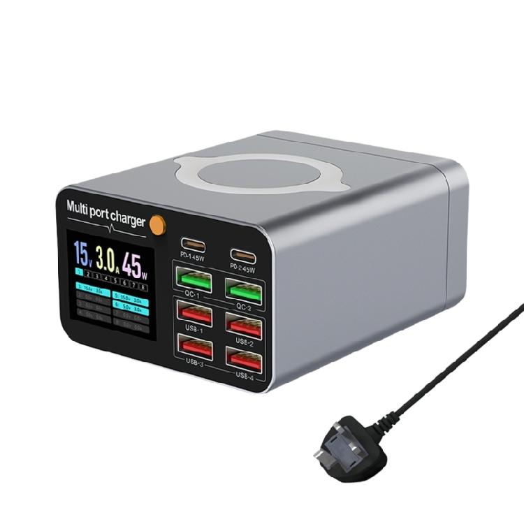 80 Вт Многофункциональная Быстрая Беспроводная Зарядная Станция USB Type C Светодиодный Дисплей Зарядный Адаптер для Дома Офиса Путешествий