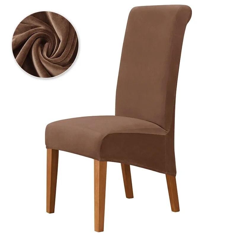 1PC Soft Velvet Chair Cover Solid Color Elastic Dining Chair Covers Winter Warm Seat Slipcovers Home Hotel Wedding Banquet Party