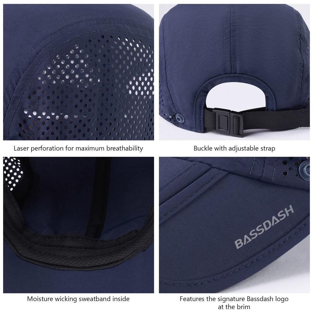 Bassdash Fishing UV Baseball Cap for Men and Women Quick-Drying Hat, Lightweight, Protection,