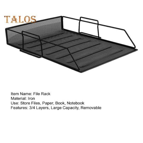 Стеллаж для файлов 3/4 слоя, полая сетка, устойчивая конструкция, съемный, большой емкости, для ноутбуков, книг, настольный органайзер, лоток для хранения бумаг и писем, рабочее пространство в офисе