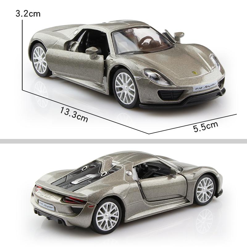 5-дюймовая имитация изысканных литой игрушечной машинки Porsche 918 Spyder Supercar RMZ city 1:Модель из 36 сплавов с откатным механизмом