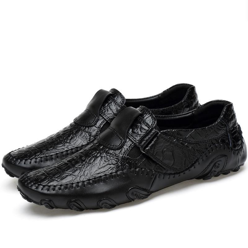 New Crocodile Leather Men Loafers Breathable Large Size Driving Shoes Casual 38-47
