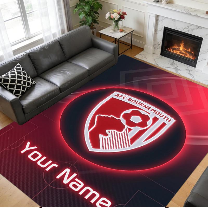 Crystal Velvet Rug Custom Name Text, Soft Non Slip Floor Mat Home DecorBournemouth Football
