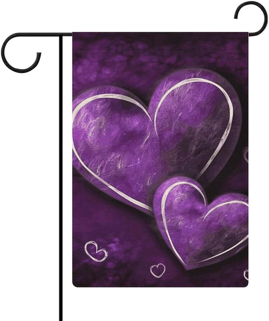 Purple Hearts Garden ag 12.6 X18.5 Inch Double Sided Outside Welcome Decorative ag Farmhouse Winter Holiday Rustic Yard EEZ