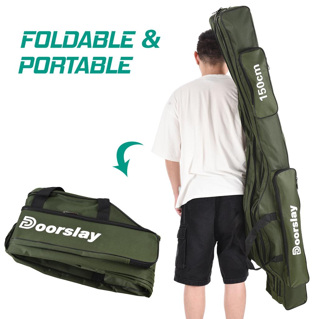 3 Layers Fishing Pole Bag Portable Folding Fishing Rod Storage Bag for Fishing Camping Hiking
