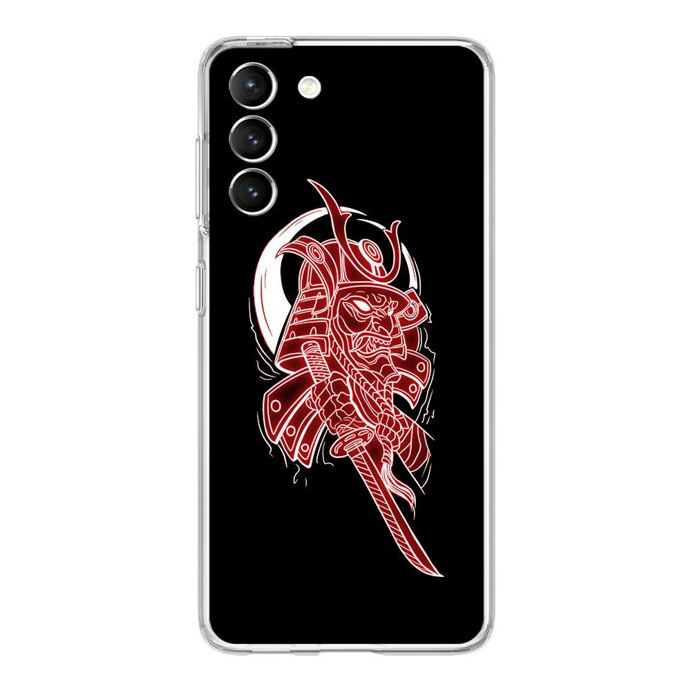 Чехол для телефона Samurai Oni Mask neon для Samsung Galaxy S22 S21 S20 FE Ultra 5G S10 S10E S9 S8 Plus Note 10 20 прозрачный силиконовый чехол