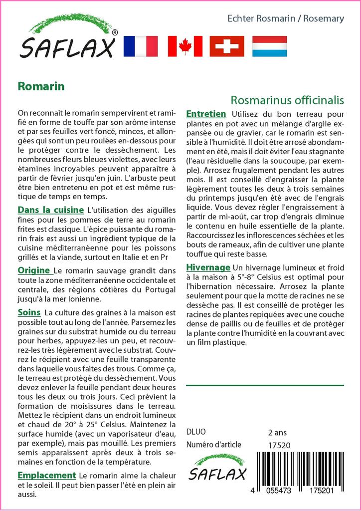 SAFLAX Garden in the Bag - Розмарин - 100 семян - С субстратом в подходящем пакете-стойке - Rosmarinus officinalis
