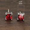 New Shiny Red Square Cubic Zirconia Stud Earrings for Women Fashion Copper Color Geometry Brides Wedding Jewelry Party Gift
