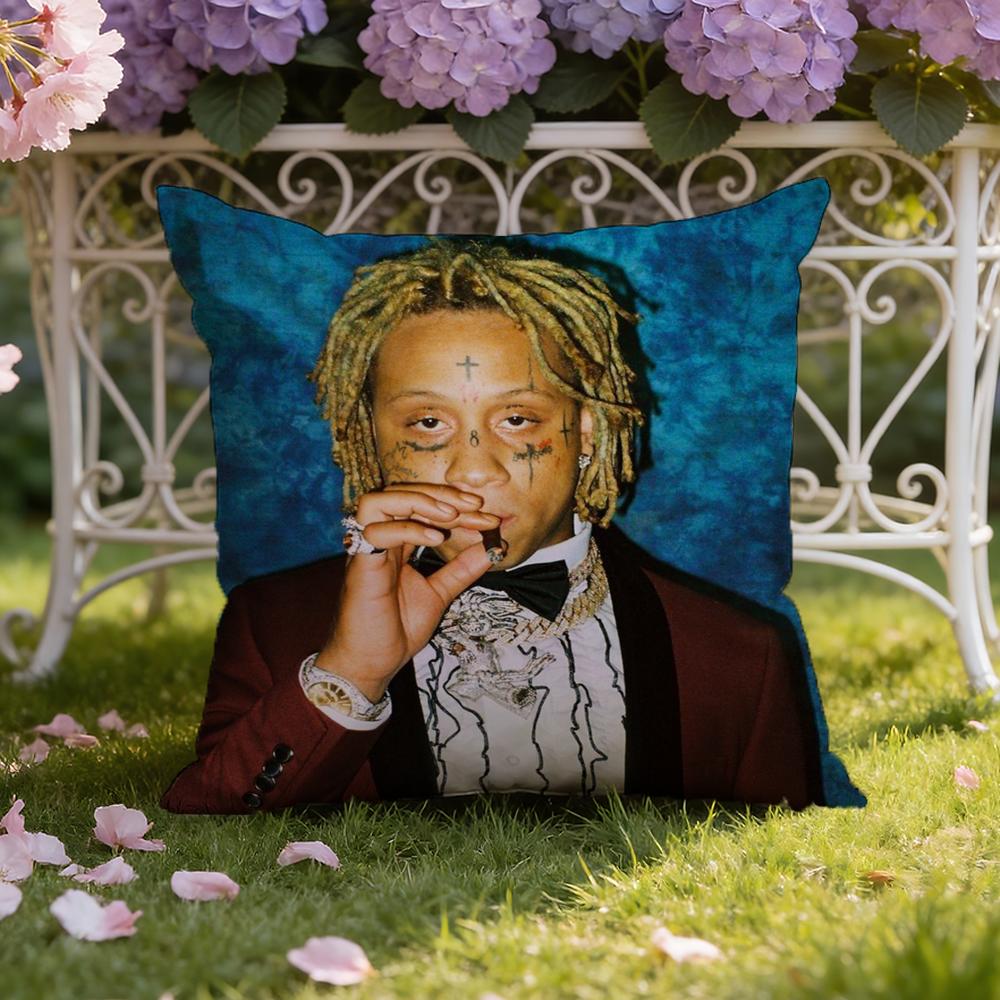 Чехол для подушки с изображением рэпера T-Trippie R-Redd, двойного назначения для дома и автомобиля: Двусторонняя конструкция для максимального комфорта