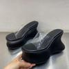 Fashion Summer New Round Toe Transparent Strap Anti-slip and Wear-resistant Slope Heel Slippers Waterproof Platform